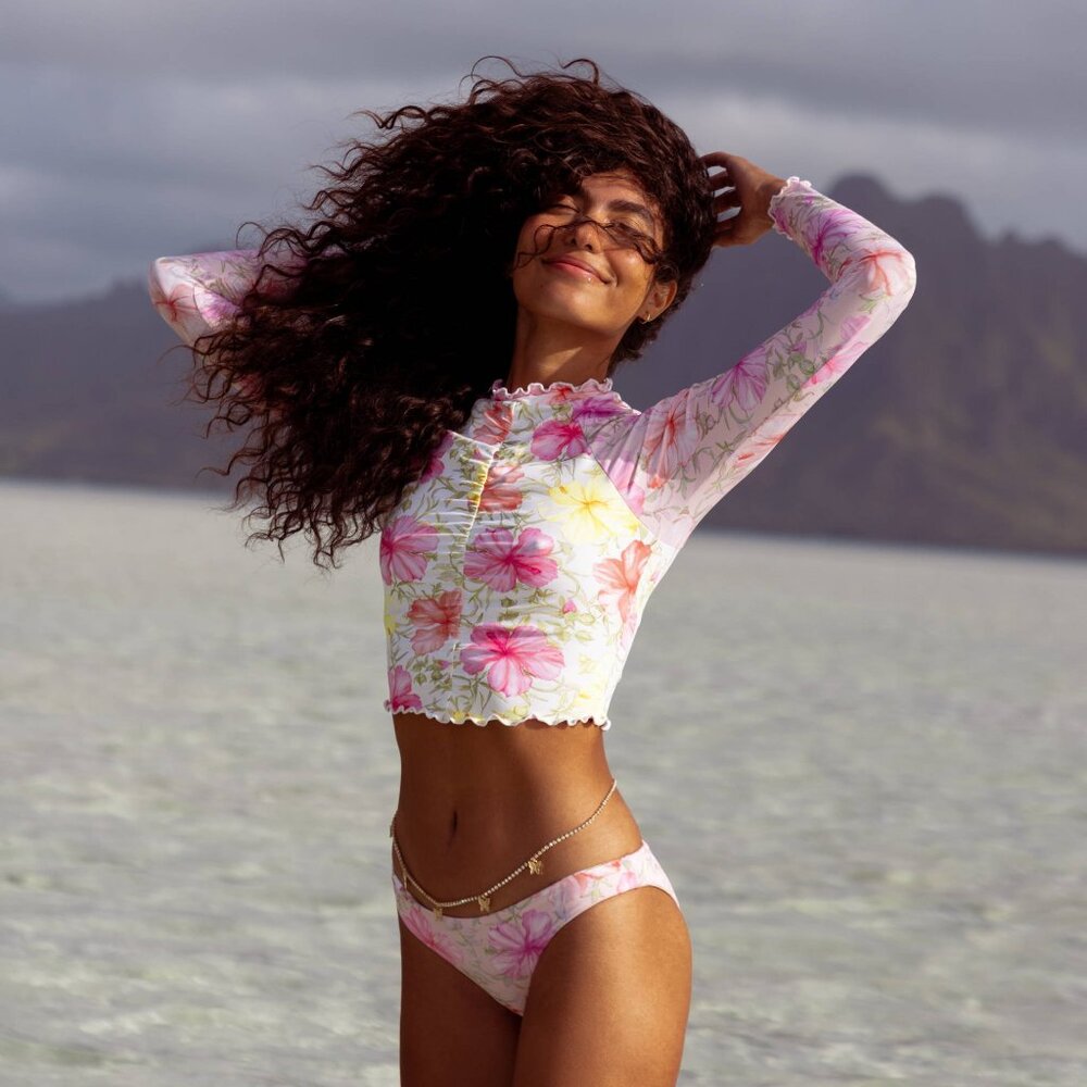 LoveShackFancy x Hurley - Hibiscus Cropped Long Sleeve Rashguard XS